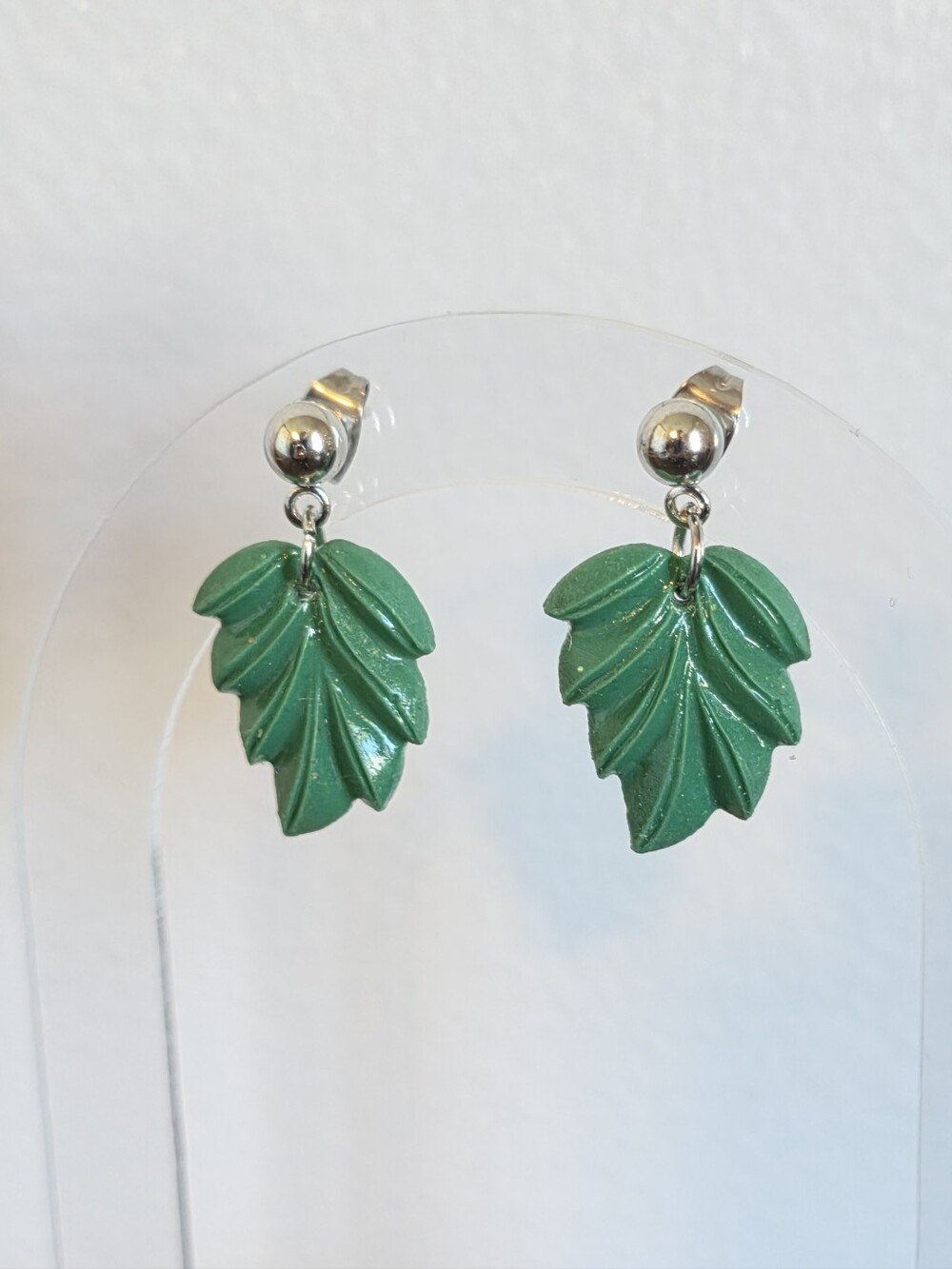 Green Leaf Dangle Earrings